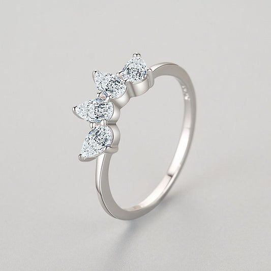 Female Korean Simple Light Luxury Drop-shaped Zircon Rings