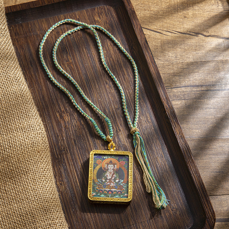 Tibetan Sweater Chain Hand Painted Alloy Pendants