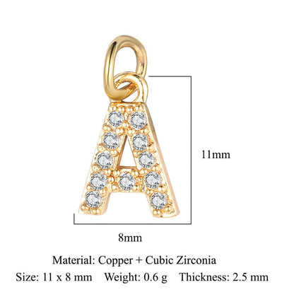 English Letters Copper Zircon Ornaments Accessories Yellow Gold Pendants