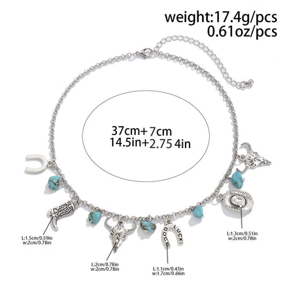 Ethnic Style Imitation Turquoise Cow Head Necklaces