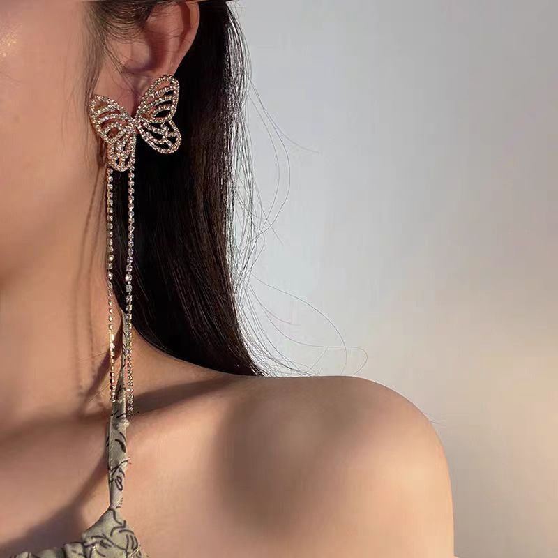 Women's Fringe Summer High-grade Butterfly Fashion Elegant Heart Earrings