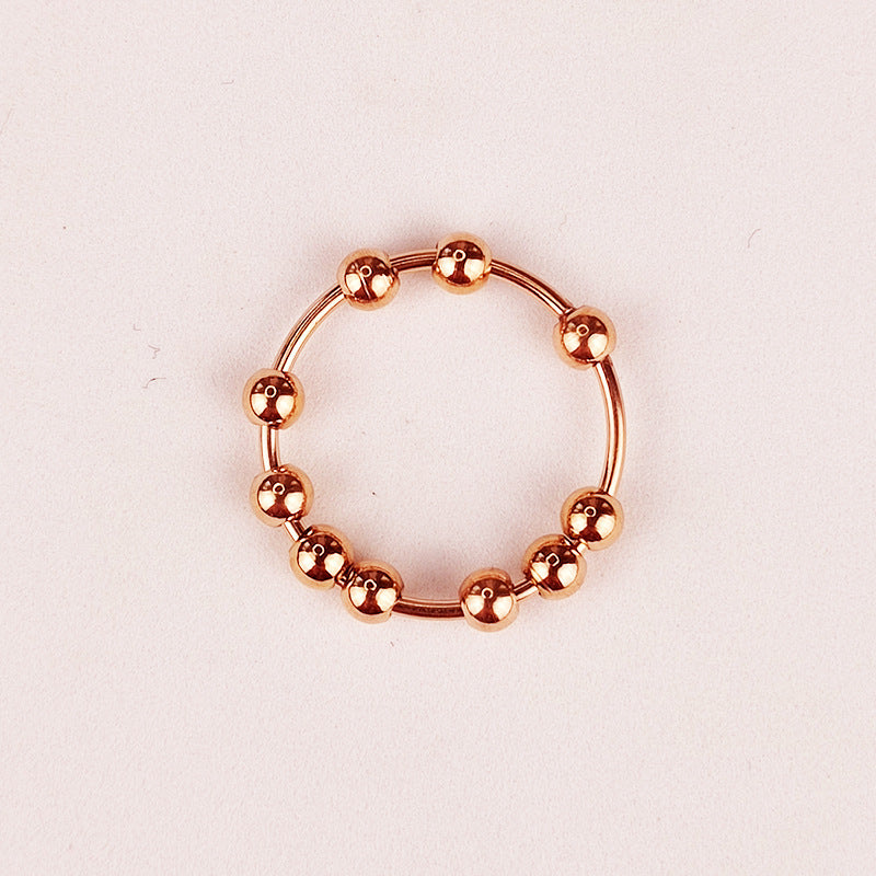 Beads Rotatable Ball Anxiety Decompression Stainless Rings