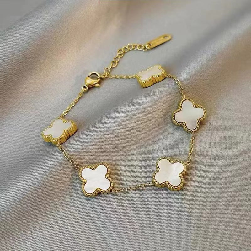 Lucky Four-leaf Clover Gold Double-sided Fritillary Bracelets