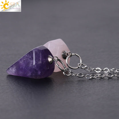 Summer Crystal Stone Rhombus Section Tapered Pendulum Pendants