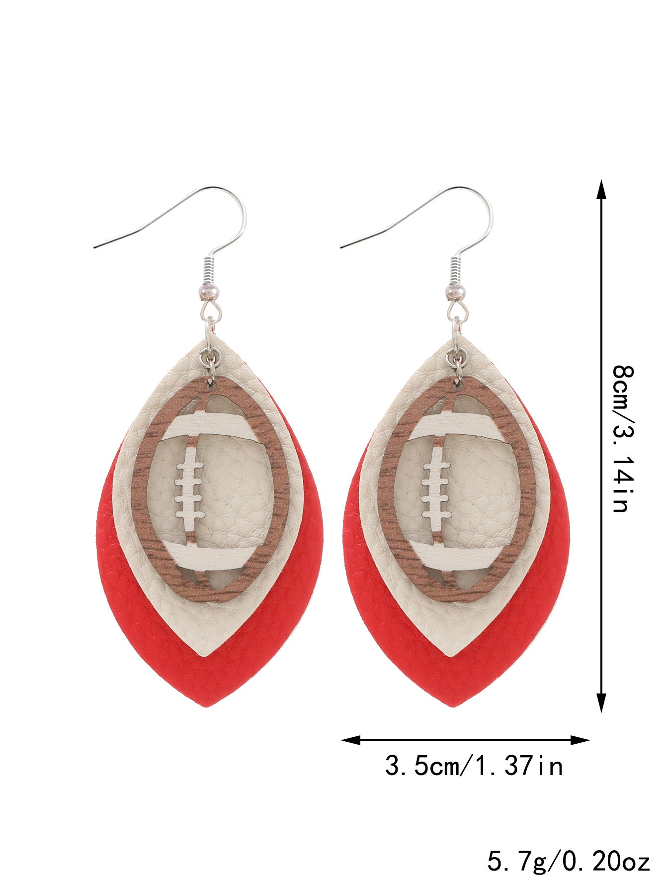 Sports Style Rugby Brown Leopard Print Earrings