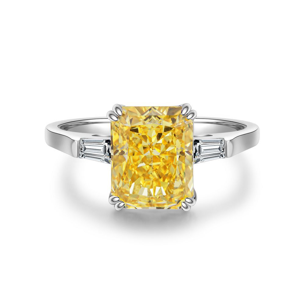 Sterling Sier Yellow Diamond Female Ice Rings