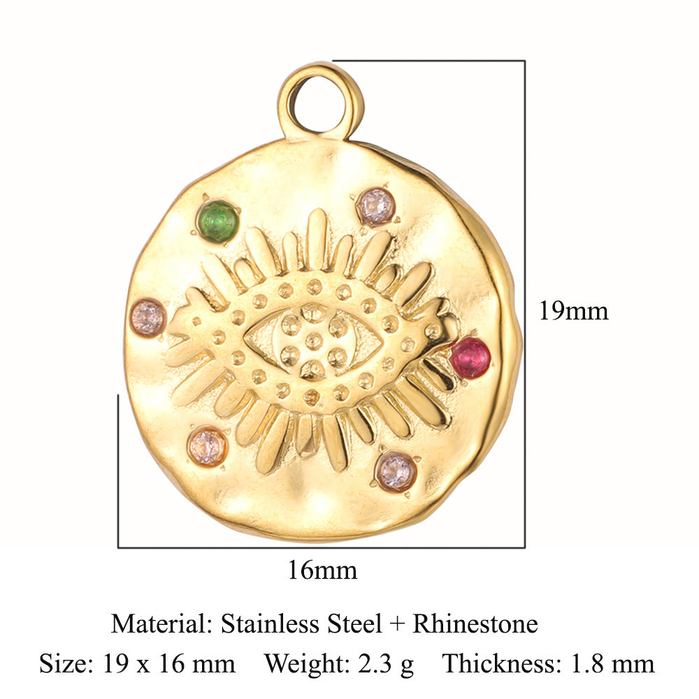 Eyes Bohemian Natural Stone Titanium Steel Pendants