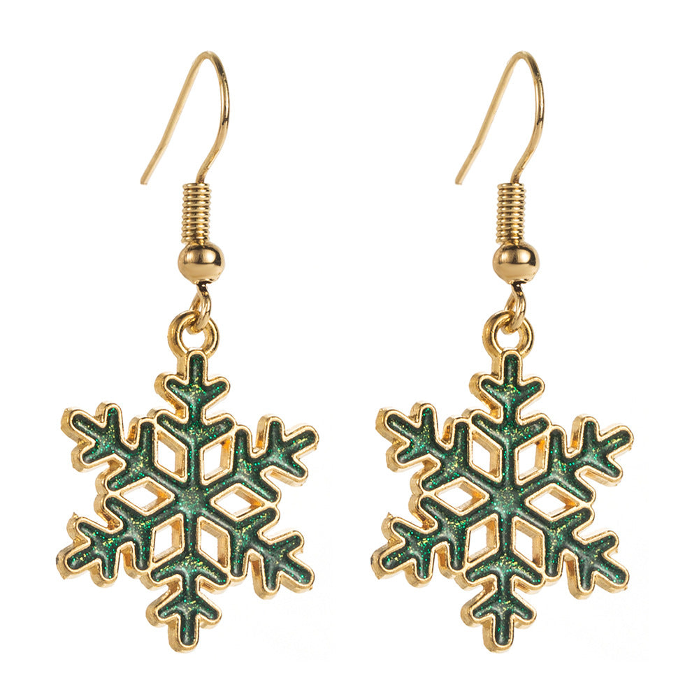 Christmas Alloy Dripping Snowflake Hollow Niche Earrings