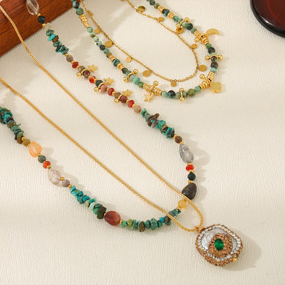 Twin Baroque Pearl African Pine Natural Stone Beaded Necklaces