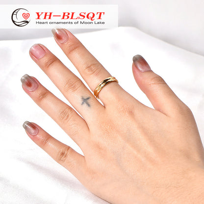 Women's & Men's Gold High Color Retention Simple Cool Air Rings