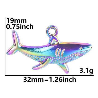 Steel Colorful Shark Ornament Stainless Accessories Pendants