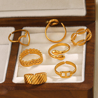Women's Heart-shaped Open Vintage Popular Geometric Adjustable Rings