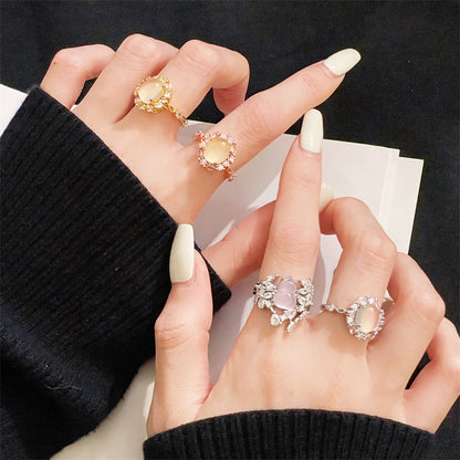 Women's Chalcedony Light Luxury Full Rhinestone Zircon Rings