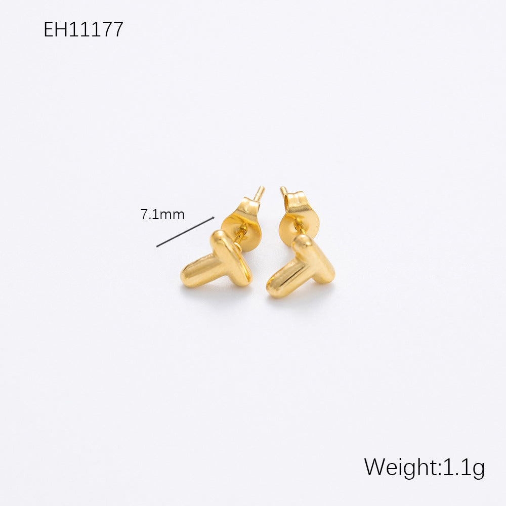 Women's Alphabet Letter Stainless Steel Gold-plated High-grade Affordable Luxury Earrings