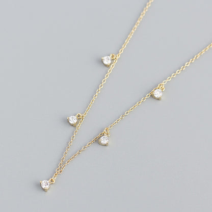 Women's Sterling Sier Minimalist Diamond Inlaid Clavicle Necklaces