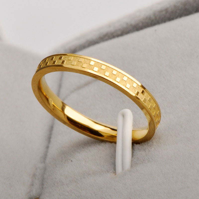 Inner Ball Checkerboard Style Minimalist Gold Rings