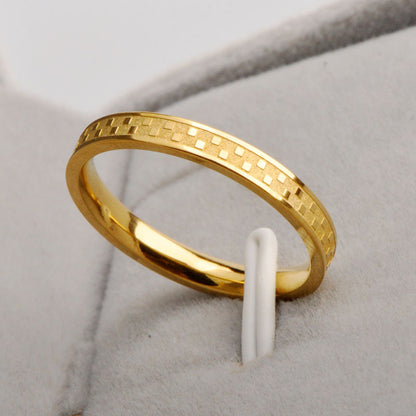 Inner Ball Checkerboard Style Minimalist Gold Rings