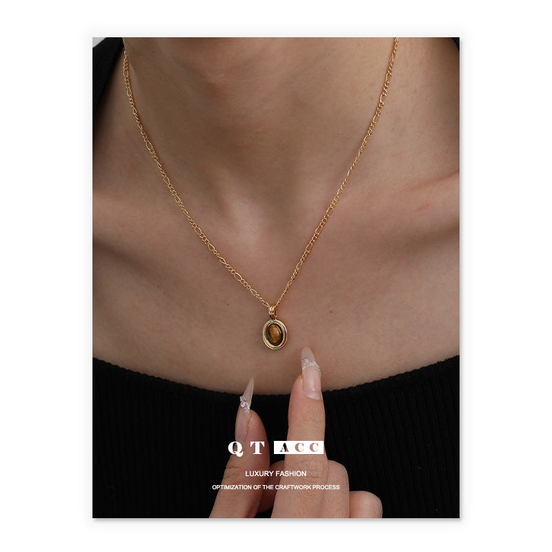 Gold Plated Fashion Vintage Accessories Tigereye Necklaces