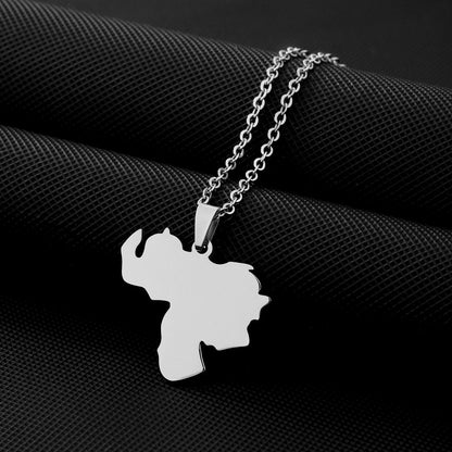 Women's & Men's Heart-shaped Venezuela Map Fashion Couple Titanium Necklaces