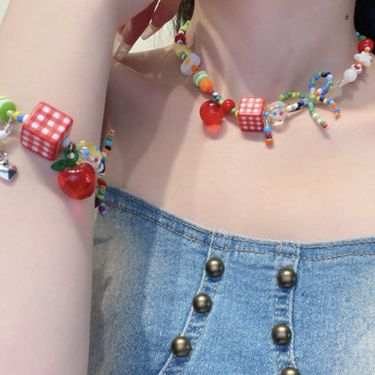 Apple Beaded Small Fresh Candy Personality Necklaces