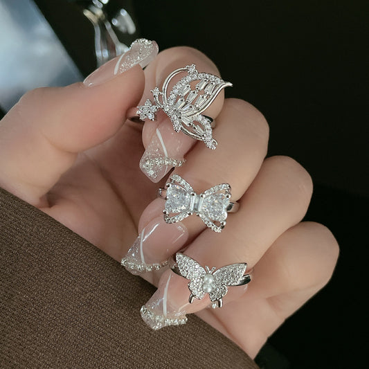 Female Half Butterfly Live Open Personalized Rings