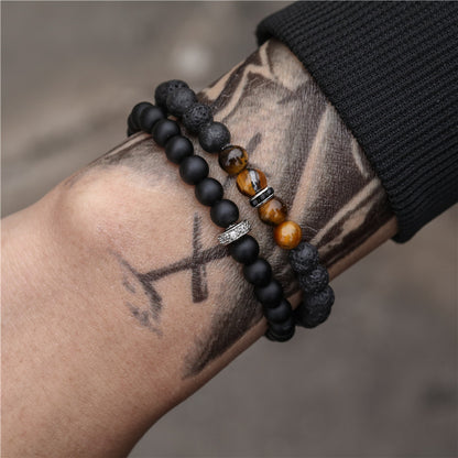 Men's Beaded Suit Haematite Cross Dumbbell Zircon Bracelets