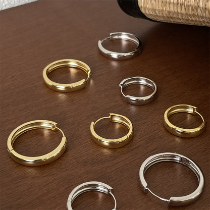 Simple Elegant Circle Ear Clip High-grade Cold Female Sier Earrings