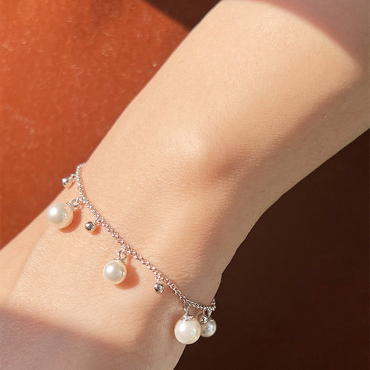 Women's Sterling Sier Starry Pearl For French Bracelets