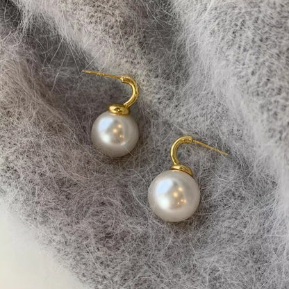 Women's Design Heather Gray Pearl Shaped Elegant Earrings