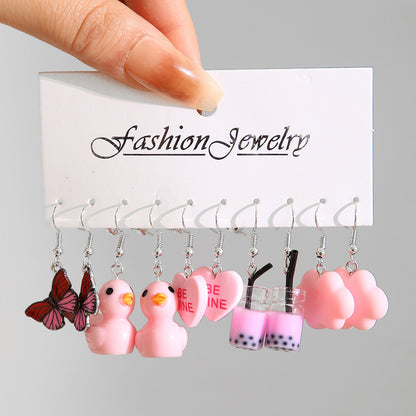 Butterfly Cloud Little Duck Drip Glazed Mushroom Earrings