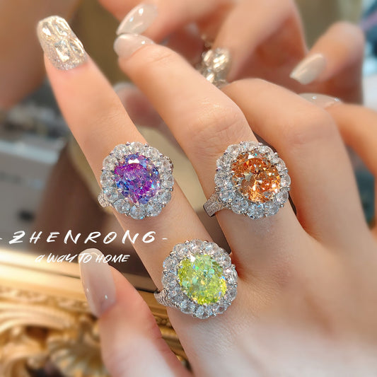 Women's Champagne Big Fashion Bird's Nest Cut Rings