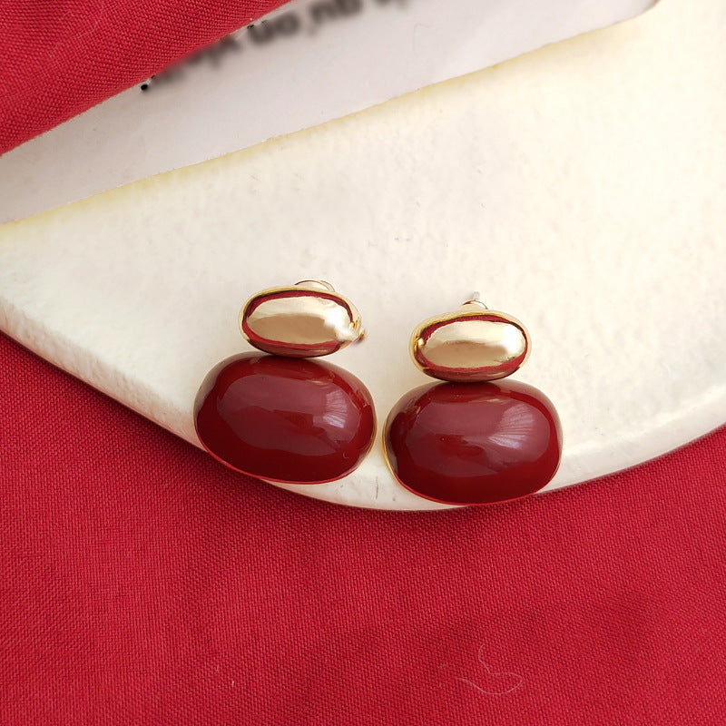 Fashionable Retro Red Series Niche Temperament Earrings