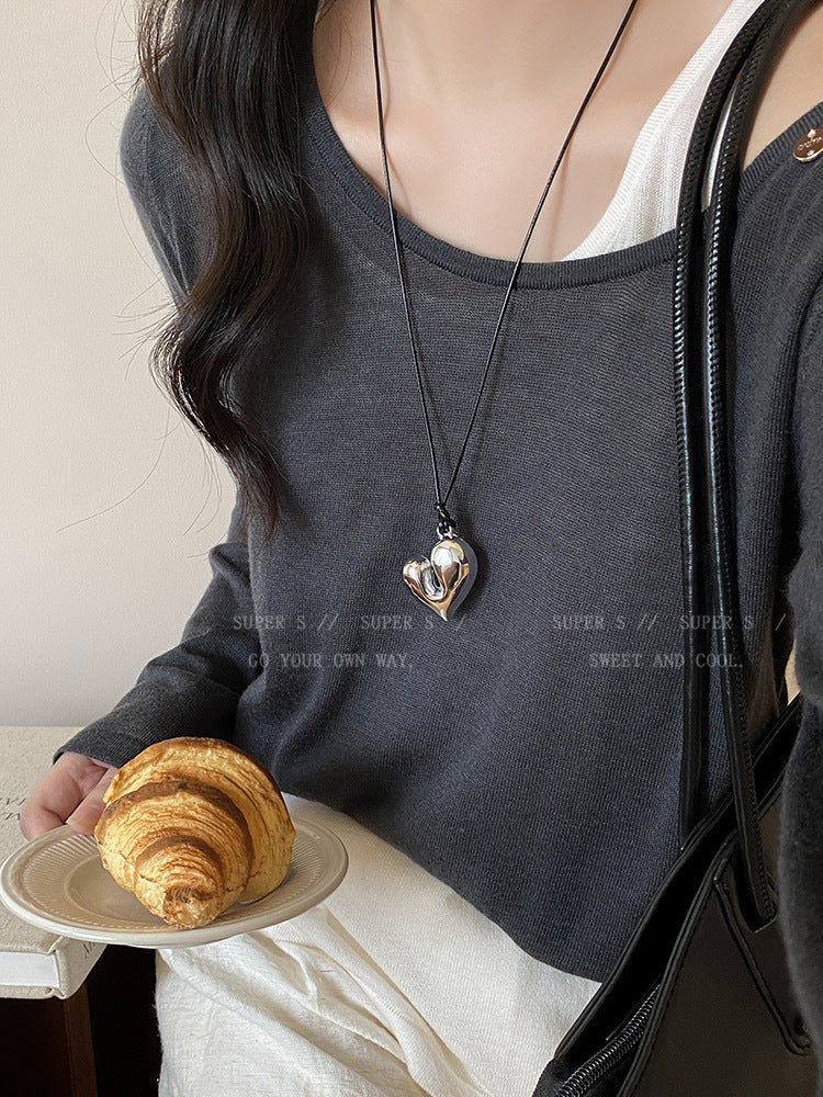 Heart Pull-out Adjustable Sweater Chain Niche Necklaces