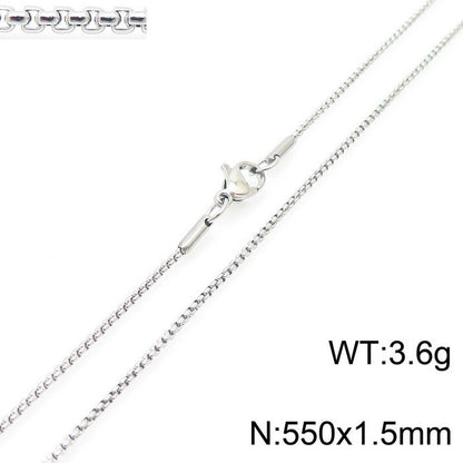 Women's & Men's Stainless Steel Square Pearl Chain Titanium Card Necklaces