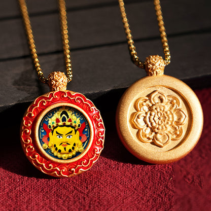 Three-dimensional Tibetan Style Fifth Master Brass Painted Wipe Pendants