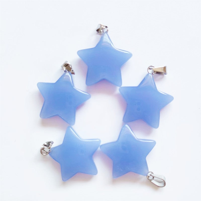 Natural Crystal Pentagram Star Moon Ornament Pendants