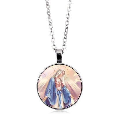 Women's Jesus Time Gem Cabochon Vintage Sweater Necklaces