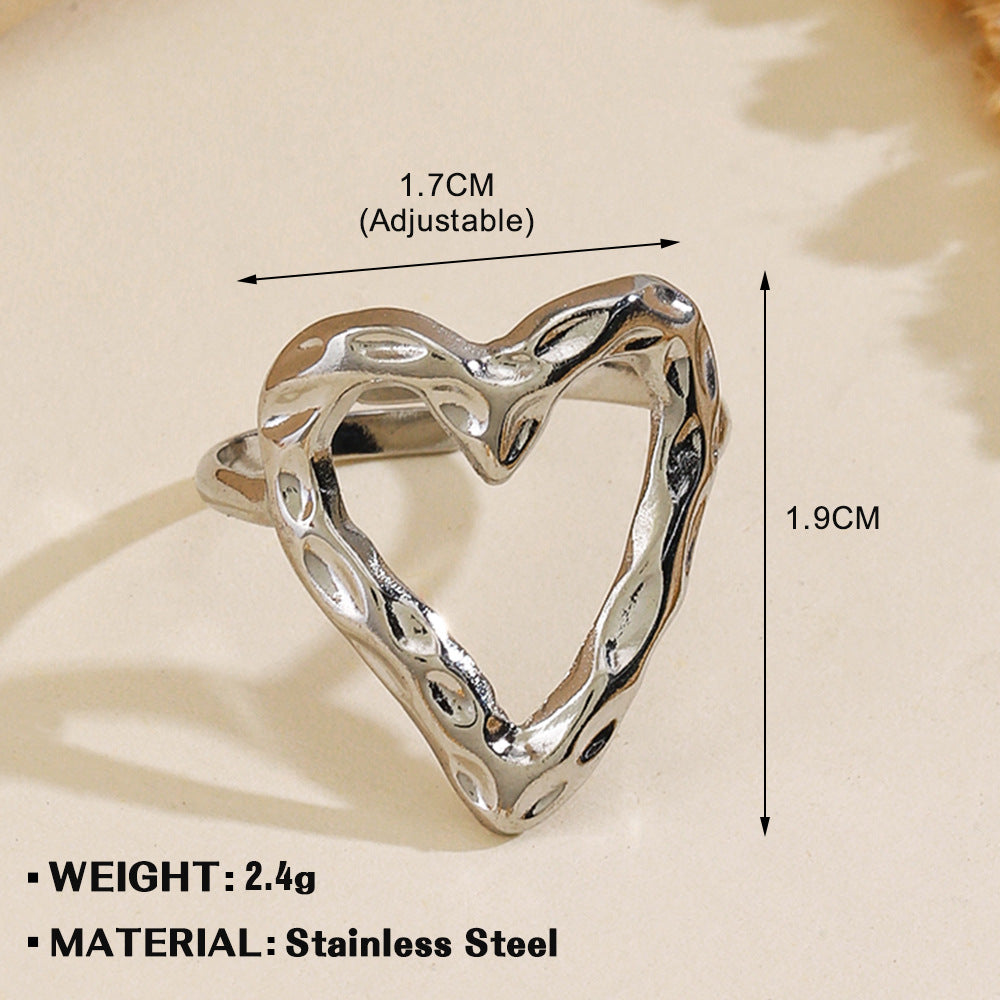 Women's Fashionable Elegant Stainless Steel Love Heart-shaped Rings