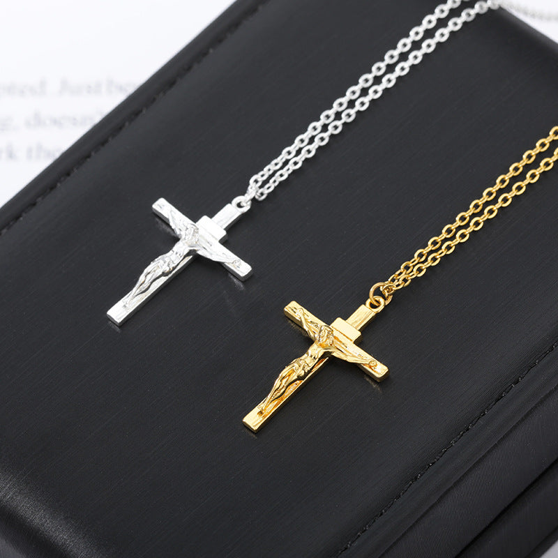 Stainless Steel Chain Zircon Cross Hip Hop Necklaces