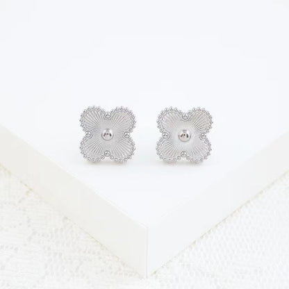 Steel Four-leaf Flower Fritillary Ear Do Earrings