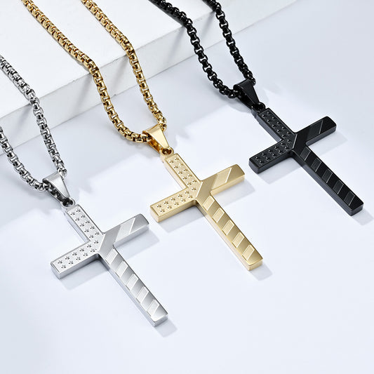 Women's & Men's Star Stripes Titanium Steel Cross Wear Pendants