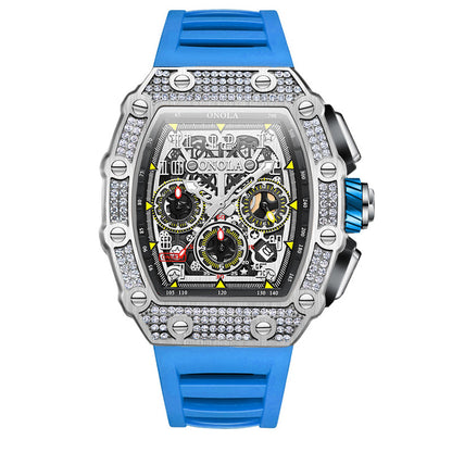 Men's Diamond Stylish Versatile Watch Tape Fast Mechanical Watches