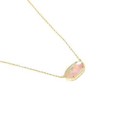 Series Elegant Brass Oval Geometric Colored Necklaces