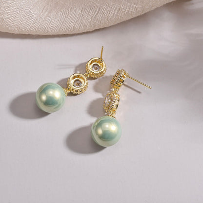 Large Zircon Pearl Group Design Ear Clip Earrings