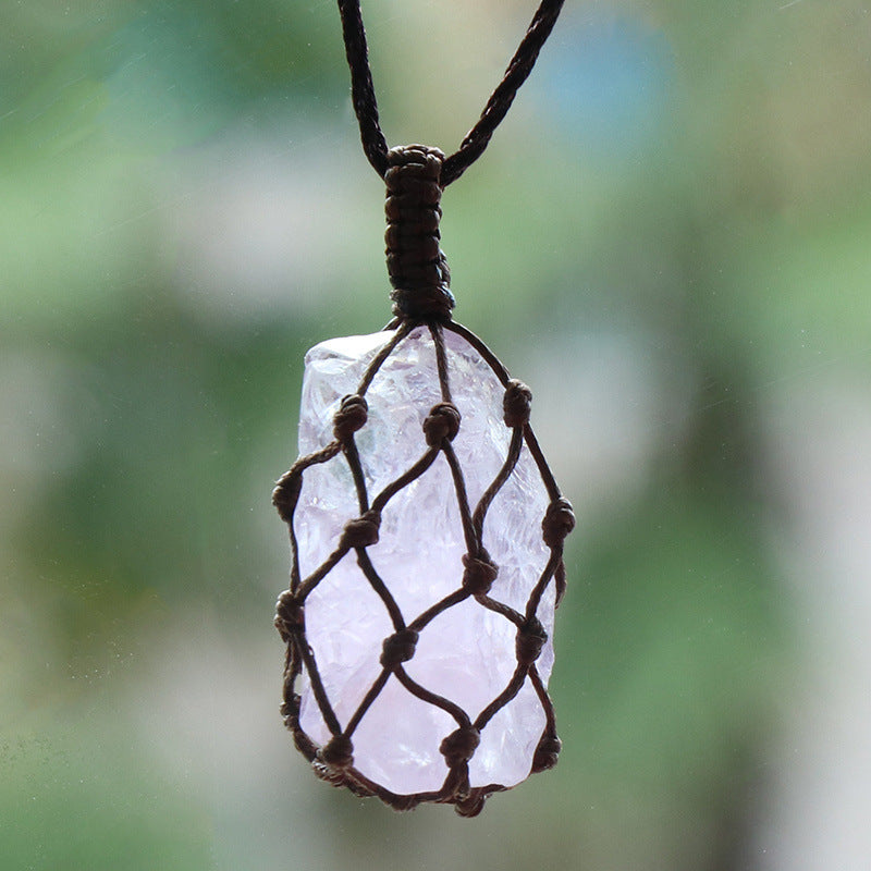 Stone Net Pocket Crystal Agate Rule Pendants