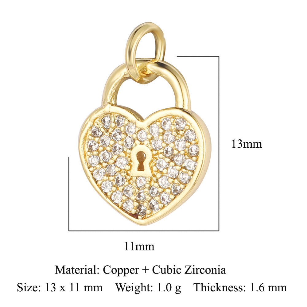 Crown Peach Heart Colorful Love Copper Pendants