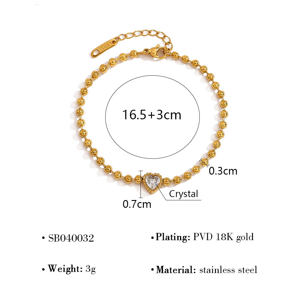 Women's Small Gold Bead Chain Suit Stainless Steel Simple Bracelets