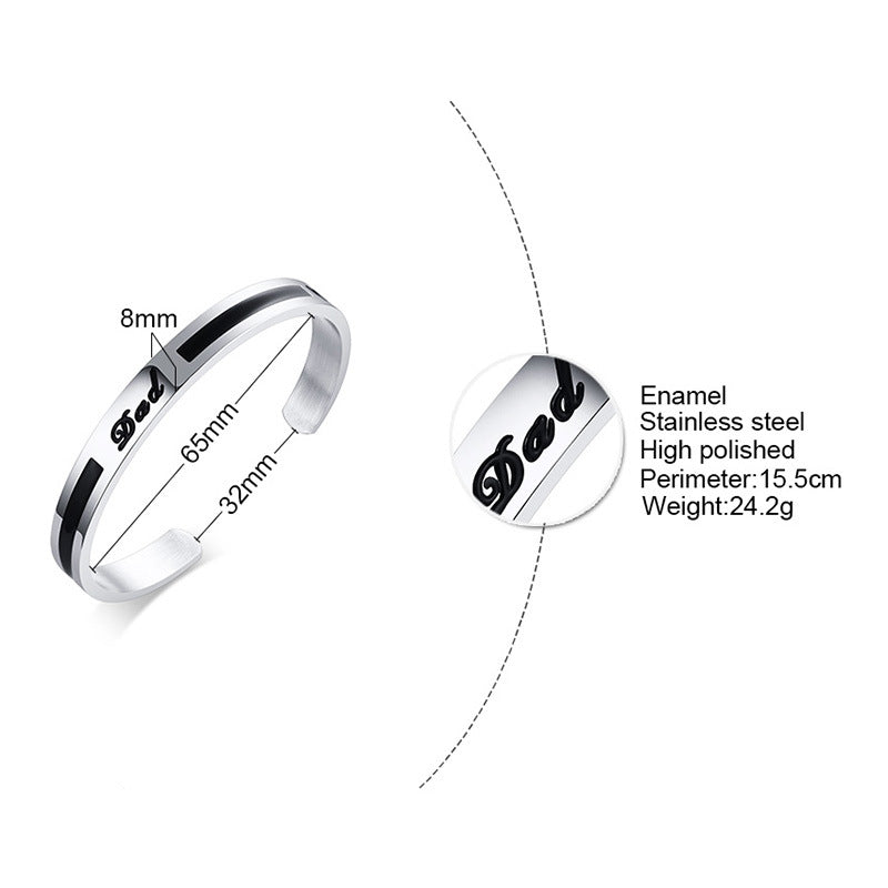 Men's Engraved Titanium Steel Opening Bangle Stainless Bracelets