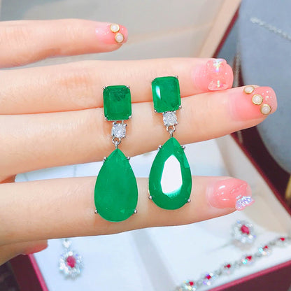 Retro Large Water Drop Artificial Emerald Rings