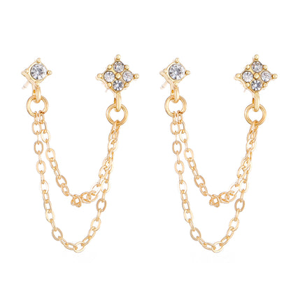 Chain Cold Style Design Alloy Ball Earrings